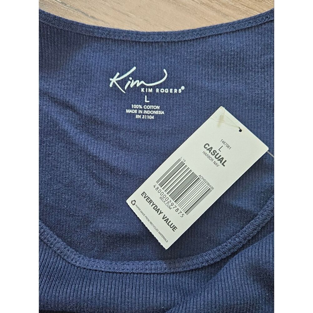 Kim Rogers Navy Ribbed Tank Top Size L - Picture 4 of 5